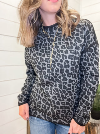 Leopard Print Mock Neck Sweater - Allure Boutique WY