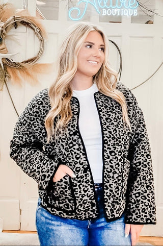Leopard Print Quilted Jacket - Allure Boutique WY