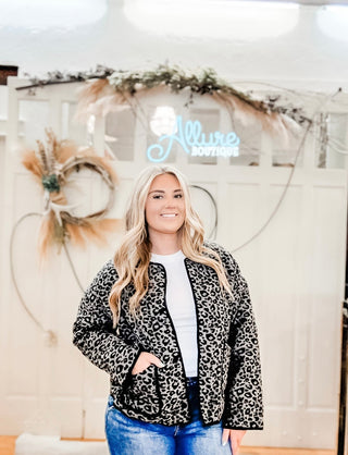 Leopard Print Quilted Jacket - Allure Boutique WY