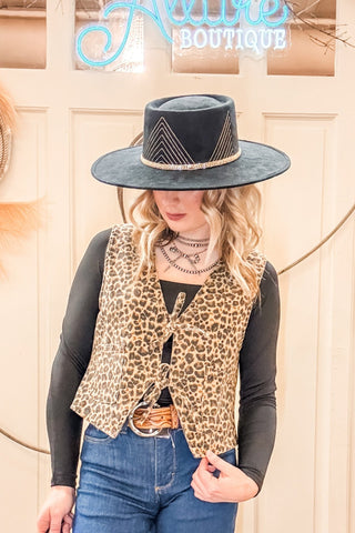 Leopard Tie Front Vest - Allure Boutique WY
