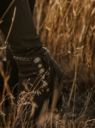 Liberty Black Nubuck Grease Fringe Booties - Allure Boutique WY