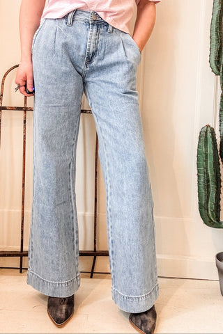Light Denim Relaxed Trouser Jean - Allure Boutique WY