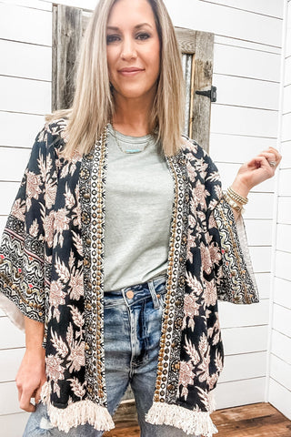 Lined Embellished Kimono - Allure Boutique WY