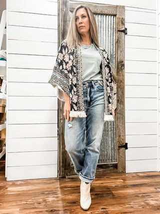 Lined Embellished Kimono - Allure Boutique WY