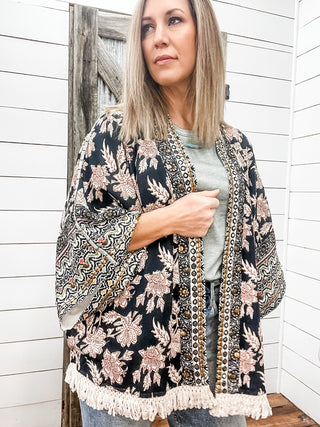 Lined Embellished Kimono - Allure Boutique WY