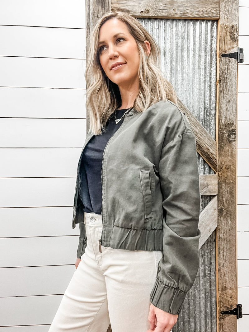 Linen Bomber Jacket - Allure Boutique WY