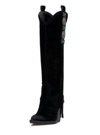 Lisabeth Black Oiled Suede Boot - Allure Boutique WY