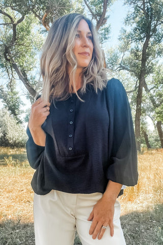Long Sleeve Blouse with Folded Hem - Allure Boutique WY