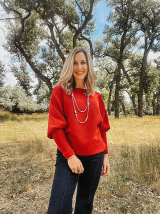 Long Sleeve Boat Neck Dolman Sweater - Allure Boutique WY