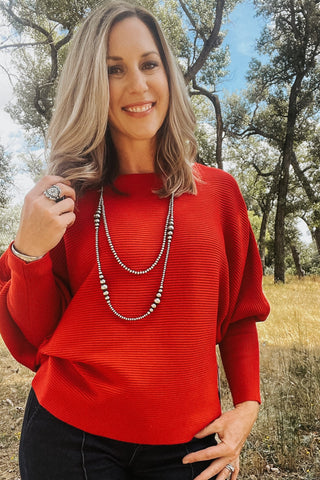 Long Sleeve Boat Neck Dolman Sweater - Allure Boutique WY
