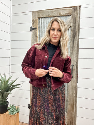 Long Sleeve Button Down Cord Jacket - Allure Boutique WY