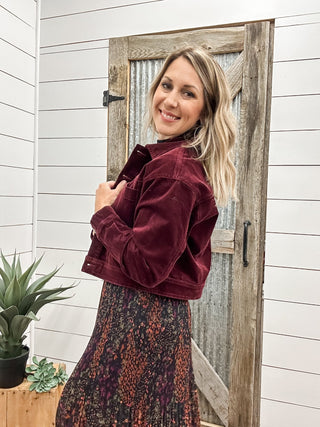 Long Sleeve Button Down Cord Jacket - Allure Boutique WY