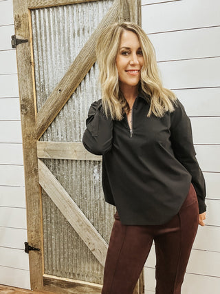 Long Sleeve Collared Zip Knit Shirt - Allure Boutique WY