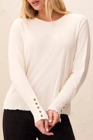 Long Sleeve Crew Neck with Button Detail - Allure Boutique WY