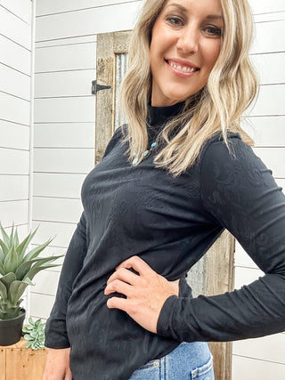 Long Sleeve Mock Neck Top - Allure Boutique WY