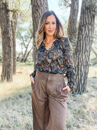 Long Sleeve Woven Blouse + Pintucks - Allure Boutique WY