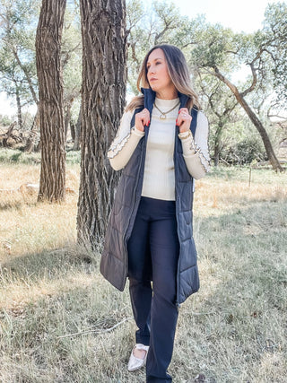 Long Zip Front Quilted Vest - Allure Boutique WY
