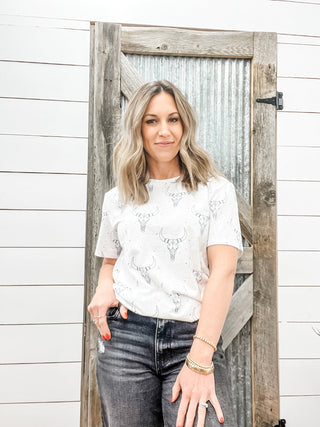Longhorn Allover Print Graphic Tee - Allure Boutique WY
