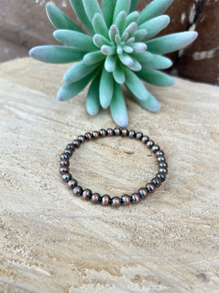 Copper Navajo Pearl Stretch Bracelet 6mm