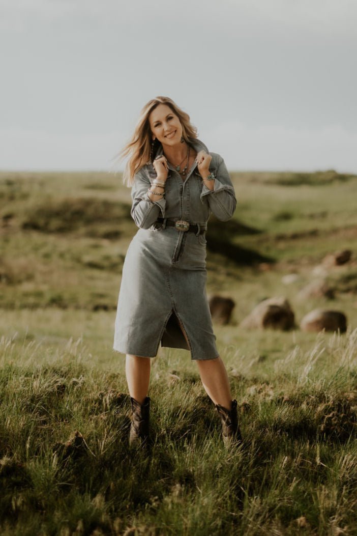 Denim Dress Lulu Grey Dress Lulu Denim Shirtdress – Allure Boutique WY