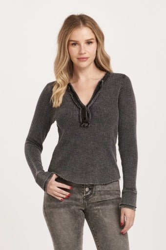 Luna Ribbed Henley - Allure Boutique WY