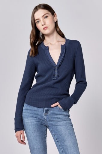 Luna V - Neck Button Down Henley - Allure Boutique WY