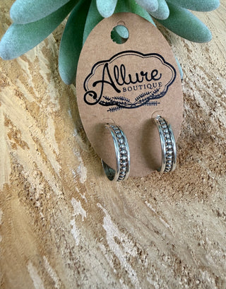 Sterling Silver Beaded Hoop Earring