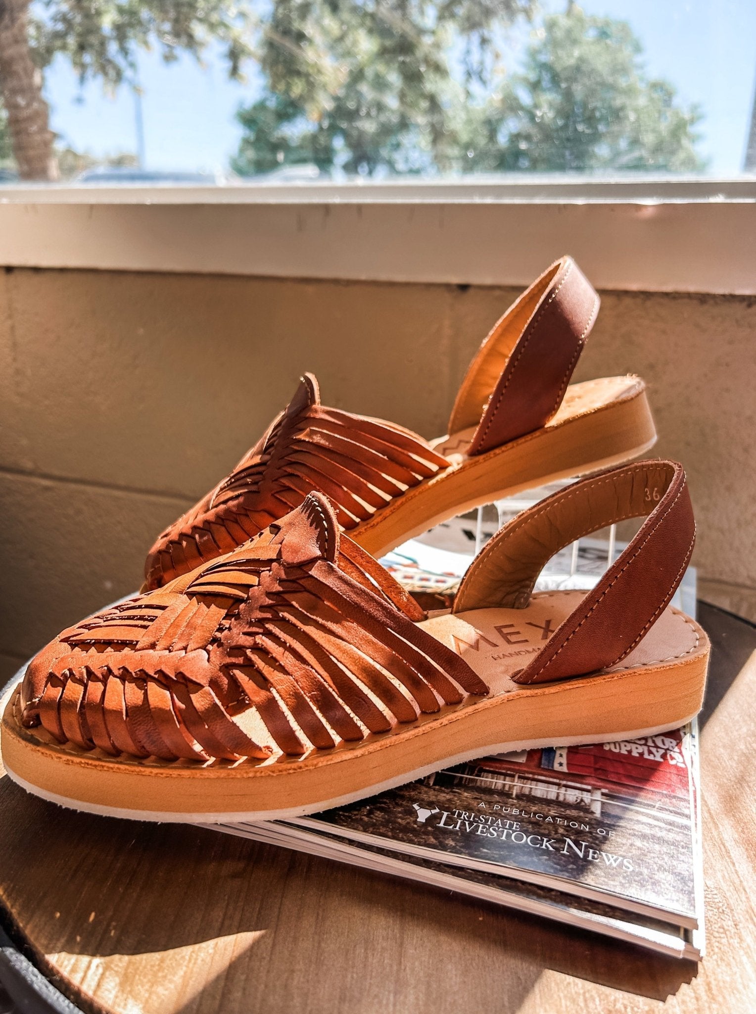 Maguey Huarache Sandals with 3 cm Platform Camel 38