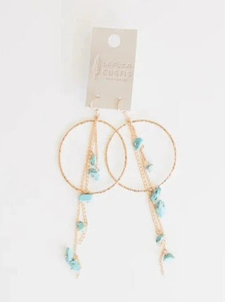 Marina Turquoise & Chain Hoop Earrings 2" - Allure Boutique WY