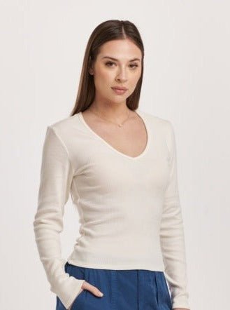 Marlowe V - Neck Basic Tee - White - Allure Boutique WY