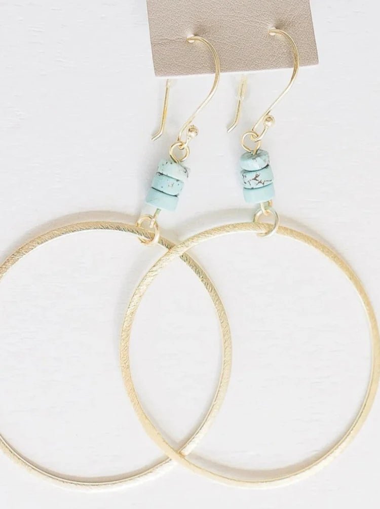 Mcauley Gold Hoop with Turquoise Stones 2" - Allure Boutique WY