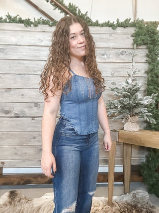 Medium Wash Denim Corset - Allure Boutique WY