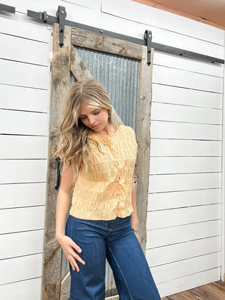 Melon Ruched Button Down Tank - Allure Boutique WY