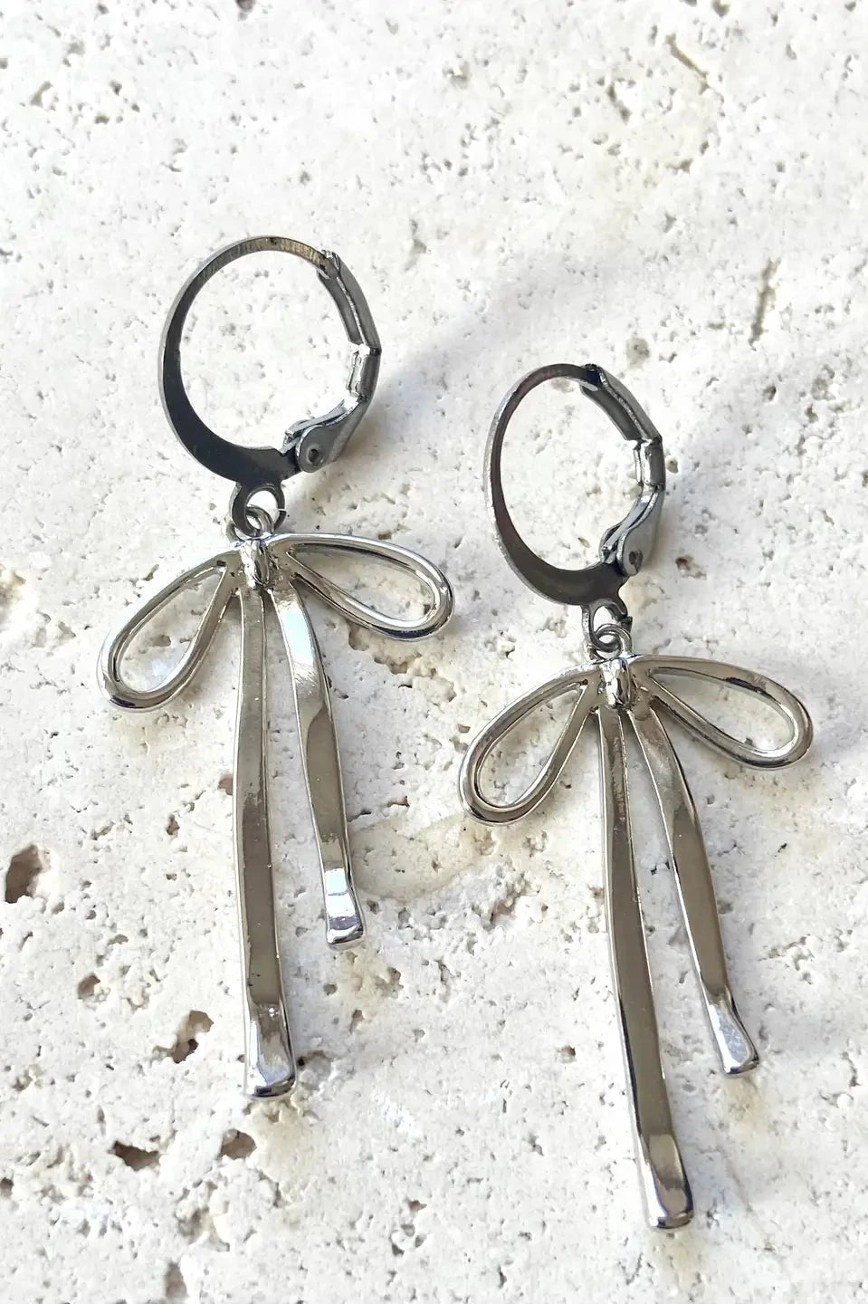 Melted Droopy Bow Earrings - Silver - Allure Boutique WY