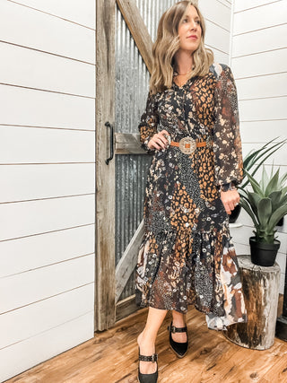 Mixed Print Drama Dress with Smocking - Allure Boutique WY