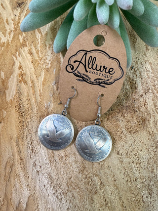 America Coin Sterling Silver Earring