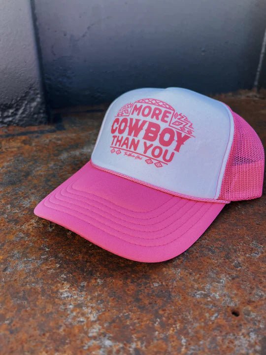 More Cowboy Than You Trucker Hat - White/Hot Pink - Allure Boutique WY