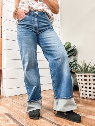 Morgan Cuffed Crop Wide Leg With Trim - Allure Boutique WY