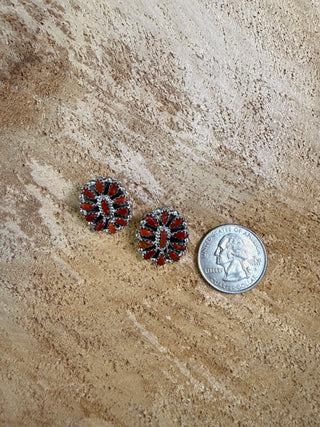 Red Cluster Sterling Silver Earrings