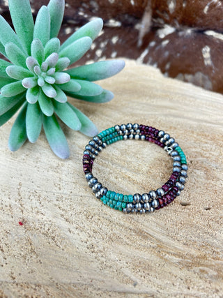 Turquoise + Purple + Navajo Pearl Bracelet