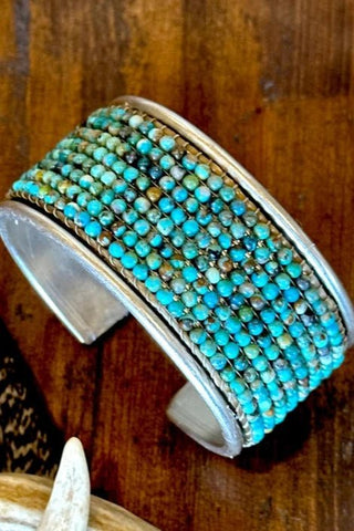 Natural Turquoise Loomed Bangle Cuff - Allure Boutique WY