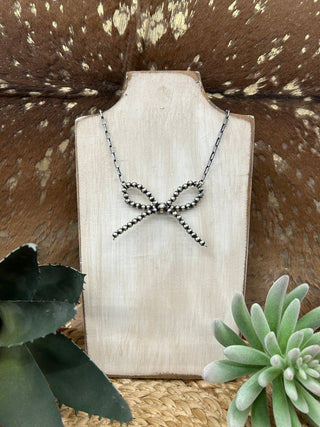Navajo Pearl & Chain Bow Necklace - Allure Boutique WY