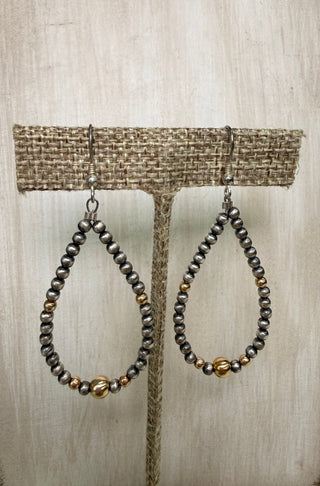 Navajo Pearl + Gold Teardrop Earrings - Allure Boutique WY