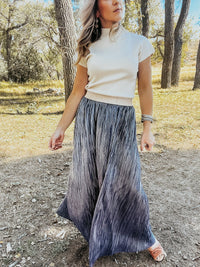 Navy Blue Pleated Maxi Skirt - Allure Boutique WY