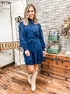 Navy Tiered Button Down Dress - Allure Boutique WY