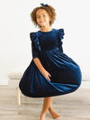 Navy Velvet Ruffle Twirl Dress - Allure Boutique WY