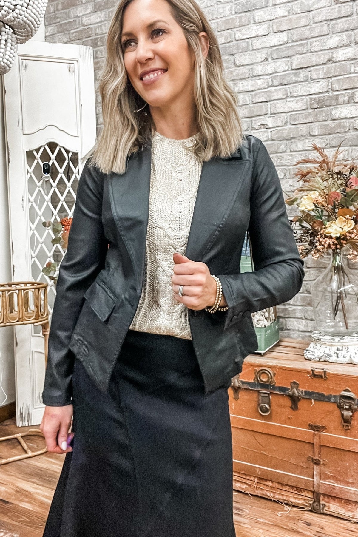 Notch Collar One Button Blazer - Allure Boutique WY