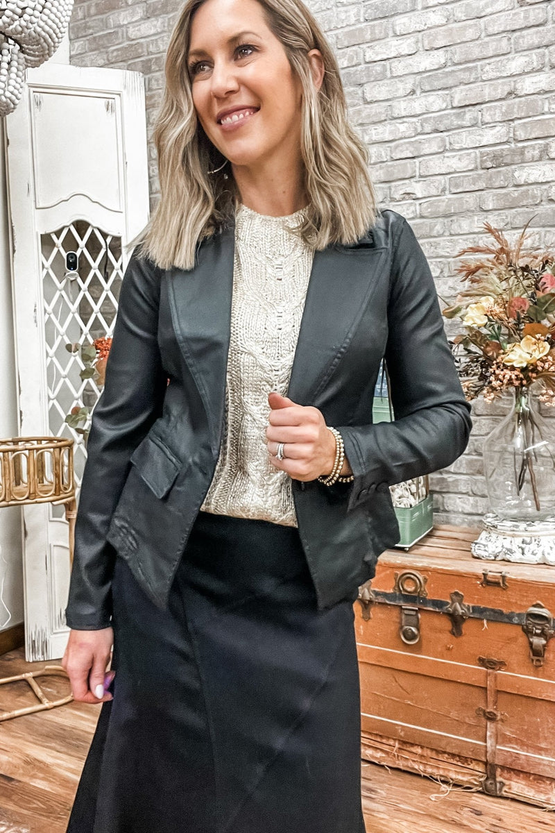 Notch Collar One Button Blazer - Allure Boutique WY