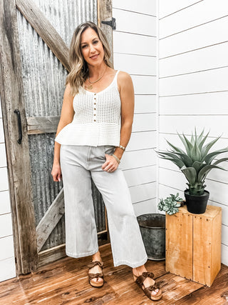 Off White Peplum Sweater Tank - Allure Boutique WY