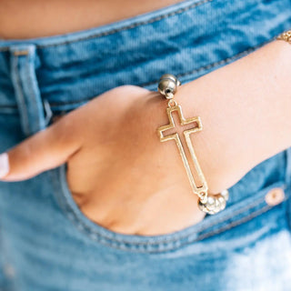 Old Mill Stone Cross Stretch Bracelet - Allure Boutique WY